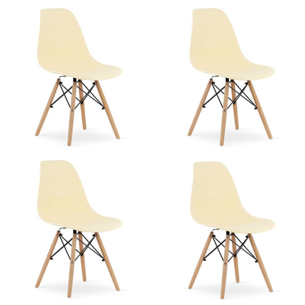 Kėdės OSAKA, kreminės/natūralios kojos, 4 vnt. - Beauty Kit