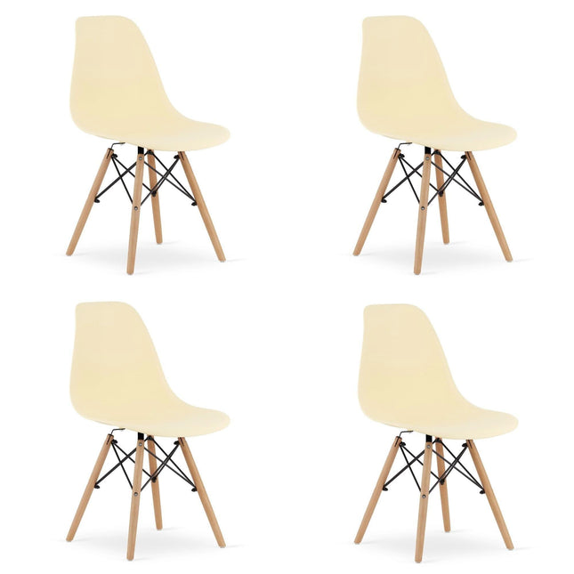 Kėdės OSAKA, kreminės/natūralios kojos, 4 vnt. - Beauty Kit