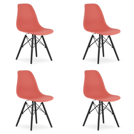 Kėdės OSAKA, persiko spalvos/juodos kojos, 4 vnt. - Beauty Kit