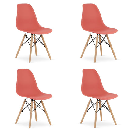 Kėdės OSAKA, persiko spalvos/natūralios kojos, 4 vnt. - Beauty Kit