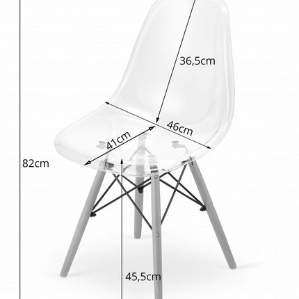 Kėdės OSAKA, skaidrios/natūralios kojos, 2 vnt. - Beauty Kit