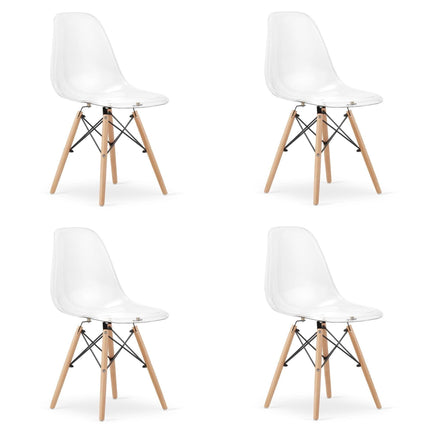 Kėdės OSAKA, skaidrios/natūralios kojos, 4 vnt. - Beauty Kit