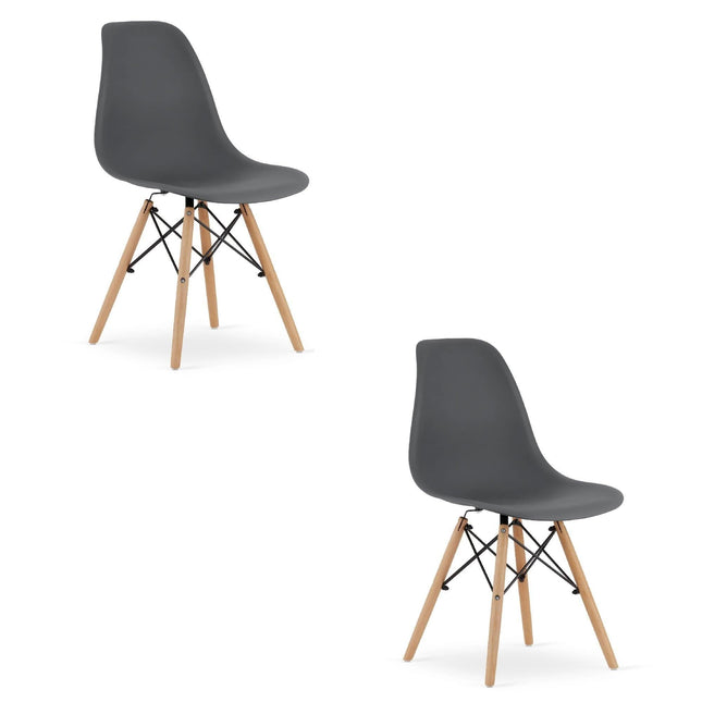 Kėdės OSAKA, tamsiai pilkos/natūralios kojos, 2 vnt. - Beauty Kit