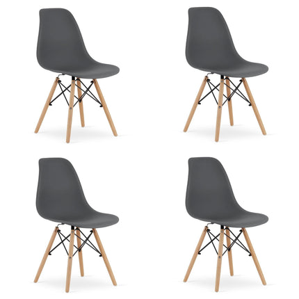 Kėdės OSAKA, tamsiai pilkos/natūralios kojos, 4 vnt. - Beauty Kit