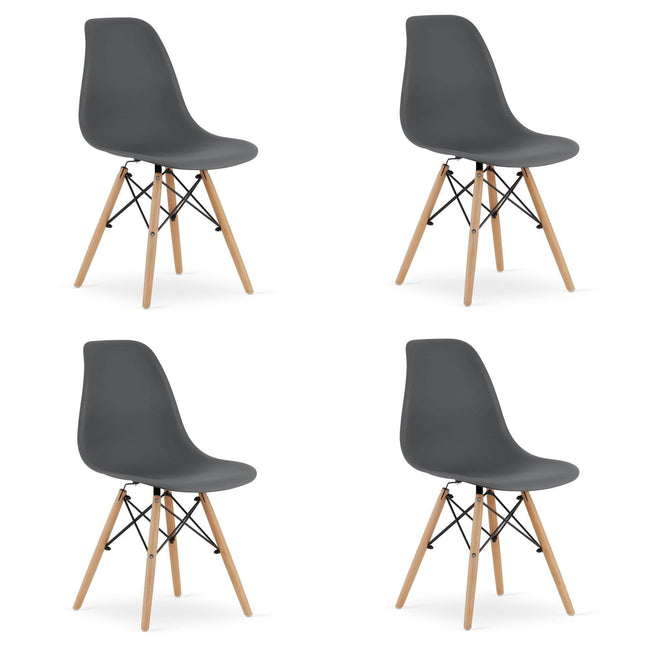 Kėdės OSAKA, tamsiai pilkos/natūralios kojos, 4 vnt. - Beauty Kit