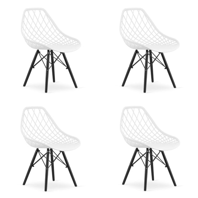 Kėdės SAKAI, baltos spalvos/juodos kojos, 4 vnt. - Beauty Kit