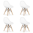 Kėdės SAKAI, baltos spalvos/rudos kojos, 4 vnt. - Beauty Kit