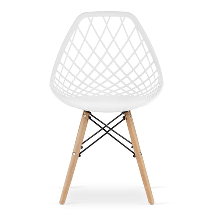 Kėdės SAKAI, baltos spalvos/rudos kojos, 4 vnt. - Beauty Kit