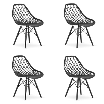 Kėdės SAKAI, juodos/juodos kojos, 4 vnt. - Beauty Kit