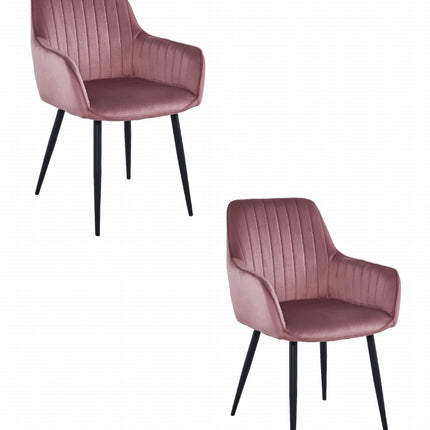 Kėdės SOLDEN, rožinis aksomas/juodos kojos, 2 vnt. - Beauty Kit