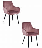 Kėdės SOLDEN, rožinis aksomas/juodos kojos, 2 vnt. - Beauty Kit