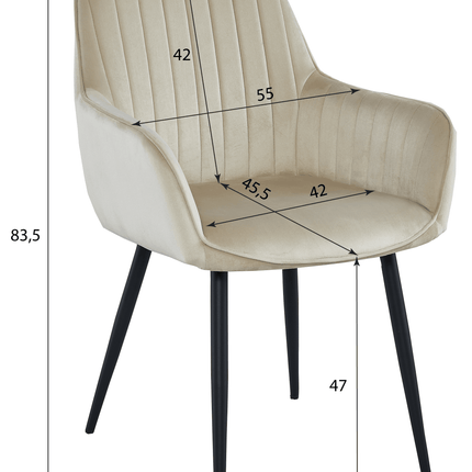 Kėdės SOLDEN, tamsiai pilkas aksomas/juodos kojos, 2 vnt. - Beauty Kit