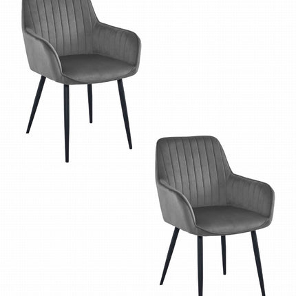 Kėdės SOLDEN, tamsiai pilkas aksomas/juodos kojos, 2 vnt. - Beauty Kit