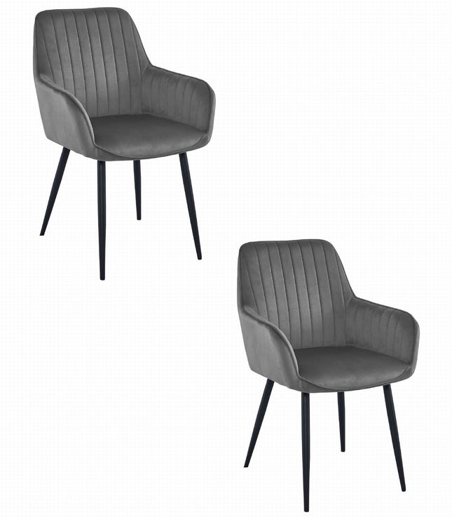 Kėdės SOLDEN, tamsiai pilkas aksomas/juodos kojos, 2 vnt. - Beauty Kit