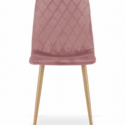 Kėdės TURIN, rožinis aksomas/medžio spalvos kojos, 2 vnt. - Beauty Kit