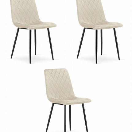 Kėdės TURIN, smėlio spalvos aksomas, 3 vnt. - Beauty Kit