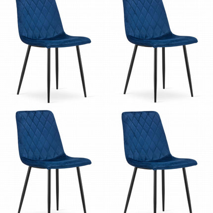 Kėdės TURIN, tamsiai mėlynas aksomas, 4 vnt. - Beauty Kit