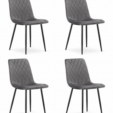 Kėdės TURIN, tamsiai pilkas aksomas, 4 vnt. - Beauty Kit