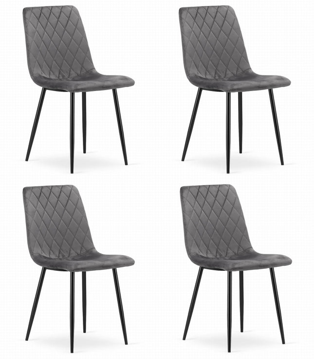 Kėdės TURIN, tamsiai pilkas aksomas, 4 vnt. - Beauty Kit