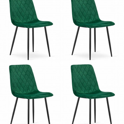 Kėdės TURIN, tamsiai žalias aksomas, 4 vnt. - Beauty Kit
