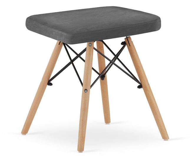 Kėdutė WERK, pilkas aksomas/natūralios kojos - Beauty Kit