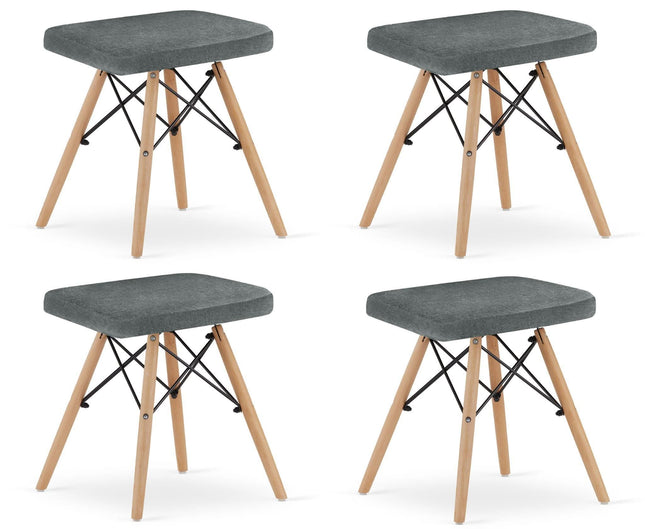 Kėdutės WERK, pilka medžiaga/natūralios kojos, 4 vnt. - Beauty Kit