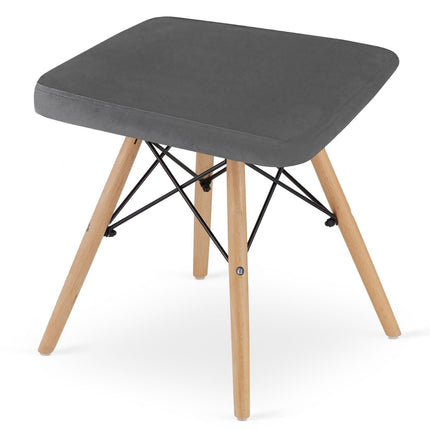 Kėdutės WERK, pilkas aksomas/natūralios kojos, 2 vnt. - Beauty Kit