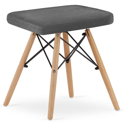 Kėdutės WERK, pilkas aksomas/natūralios kojos, 3 vnt. - Beauty Kit