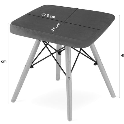 Kėdutės WERK, pilkas aksomas/natūralios kojos, 4 vnt. - Beauty Kit