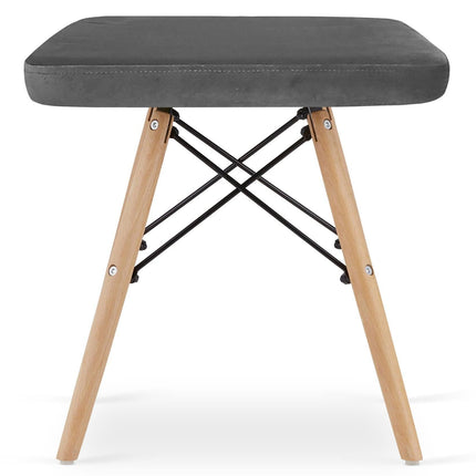 Kėdutės WERK, pilkas aksomas/natūralios kojos, 4 vnt. - Beauty Kit