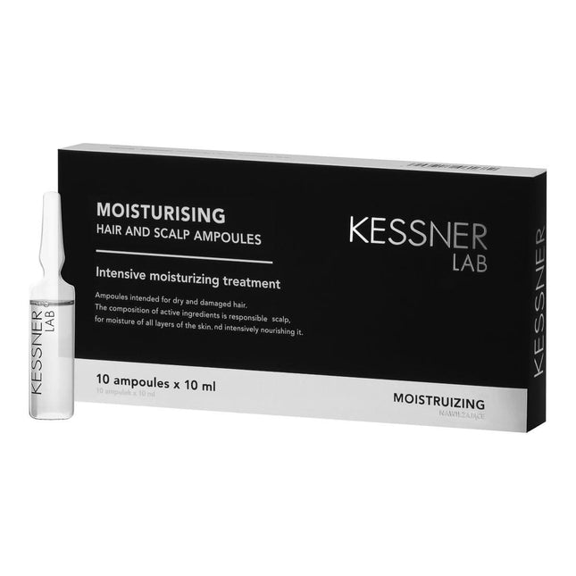 KESSNER LAB drėkinamosios ampulės galvos odai ir plaukams 10x10ml – profesionali plaukų priežiūros priemonė su hialurono rūgš