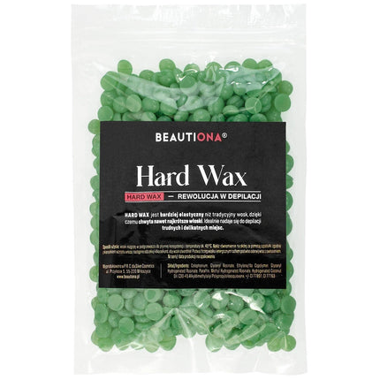 Kietasis depiliacijos vaškas granulėmis GREEN, 100 g, Beautiona, pakuotė