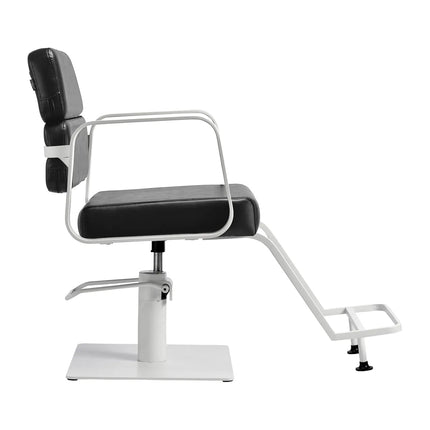GABBIANO PORTO juoda salonų kėdė su baltu rėmu – ergonomiški kirpyklos baldai kasdieniam naudojimui