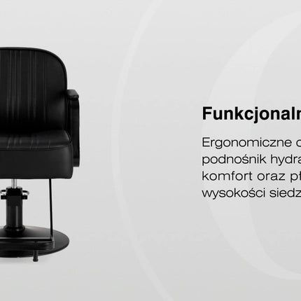 Kirpyklos kėdė hidraulinė OMEGA LUNA, juoda – iš arti
