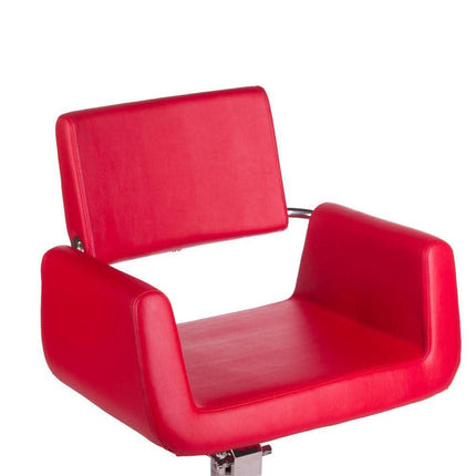 BS VITO BH-6971 raudona kirpyklos kėdė moderniame barbershop interjere – stilinga ir funkcjonali