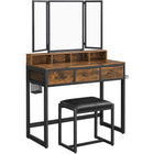 Kosmetinis staliukas, 3 veidrodžiai + 3 stalčiai + kėdutė RVT004B01 - Beauty Kit