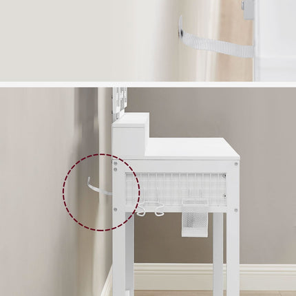 Kosmetinis staliukas, 3 veidrodžiai + 3 stalčiai + kėdutė RVT004W14 - Beauty Kit