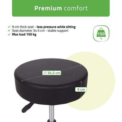 Kosmetologinė kėdutė HABYS TIMO Comfy Base k515, juoda – iš arti