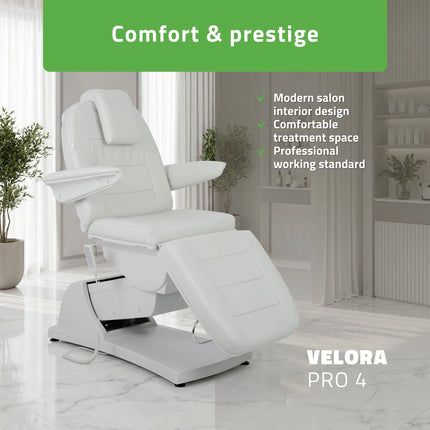Kosmetologinis elektrinis krėslas VELORA PRO 4 Touch Core k329, pilkas – iš arti