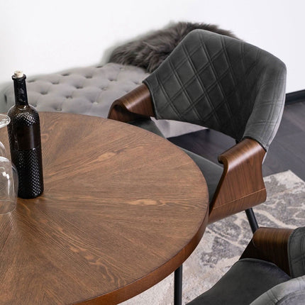 Krėslas DAKOTA, riešuto spalvos/pilkas aksomas - Beauty Kit