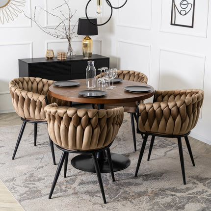 Стул ELENA BEIGE Velvet, бежевый велюр / черные ножки