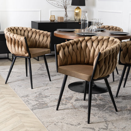 Стул ELENA BEIGE Velvet, бежевый велюр / черные ножки