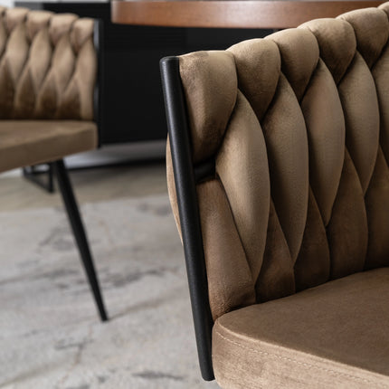 Стул ELENA BEIGE Velvet, бежевый велюр / черные ножки