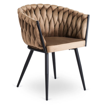 Стул ELENA BEIGE Velvet, бежевый велюр / черные ножки
