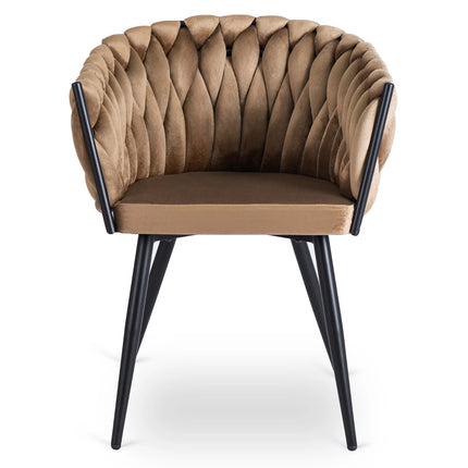 Стул ELENA BEIGE Velvet, бежевый велюр / черные ножки