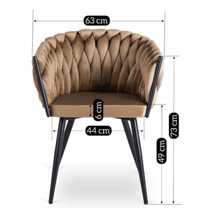 Стул ELENA BEIGE Velvet, бежевый велюр / черные ножки