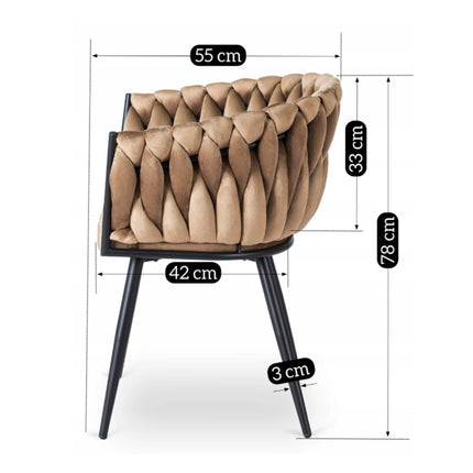 Стул ELENA BEIGE Velvet, бежевый велюр / черные ножки