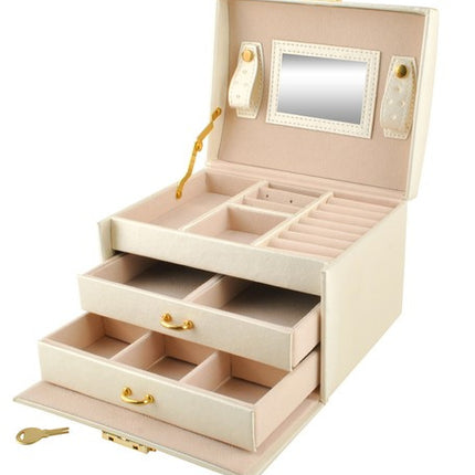 Beautylushh papuošalų dėžutė smėlio spalvos – stilingas aksesuarų laikymo sprendimas grožio salonams, BeautyKit