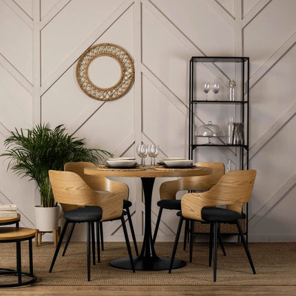 Lofto stiliaus krėslas ORBI – lenkta fanera, ąžuolo spalva - Beauty Kit