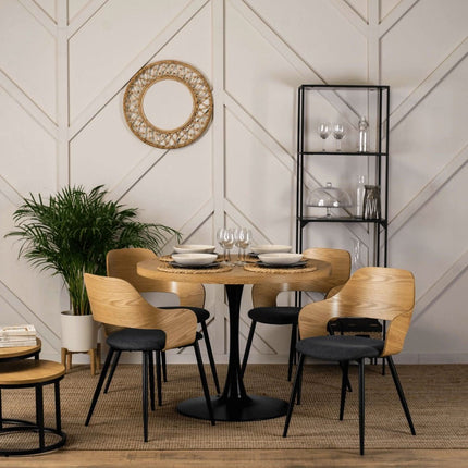 Lofto stiliaus krėslas ORBI – lenkta fanera, ąžuolo spalva - Beauty Kit